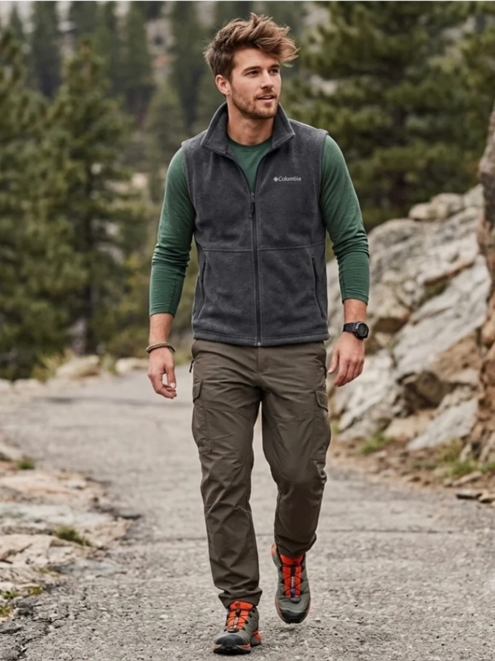 Columbia Men’s Steens Mountain Fleece Vest Sz L Gray Gorpcore Cabincore Hiking